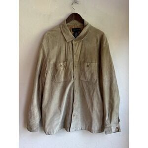 Vintage Croft And Barrow Tan Suede Shirt Jacket XL Leather Button Western Grunge